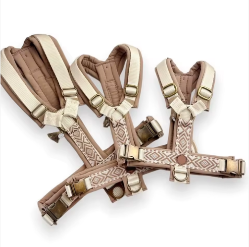 Luxury Hunde Geschirr Beige Braun